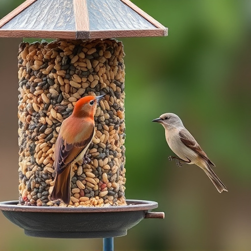 Birds using feeder without seed mess