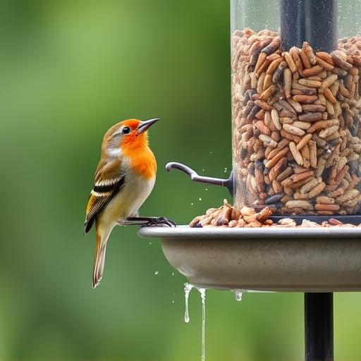 Birds using feeder without seed mess