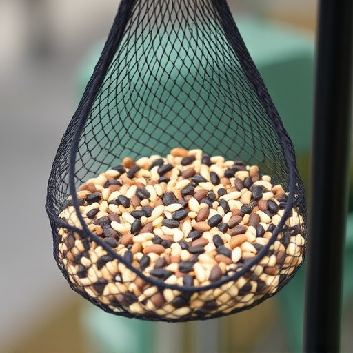 Birdseed mix in mesh feeder bag