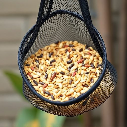 Birdseed mix in mesh feeder bag