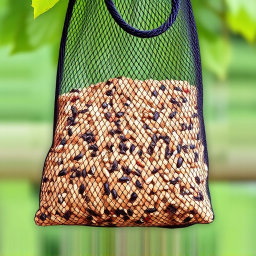 Birdseed mix in mesh feeder bag
