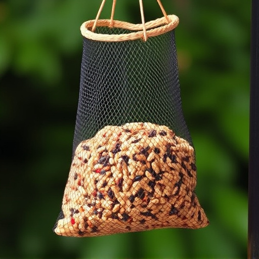 Birdseed mix in mesh feeder bag