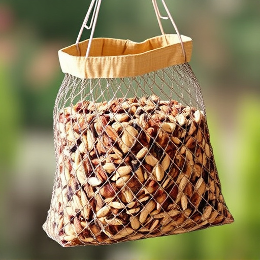 Birdseed mix in mesh feeder bag