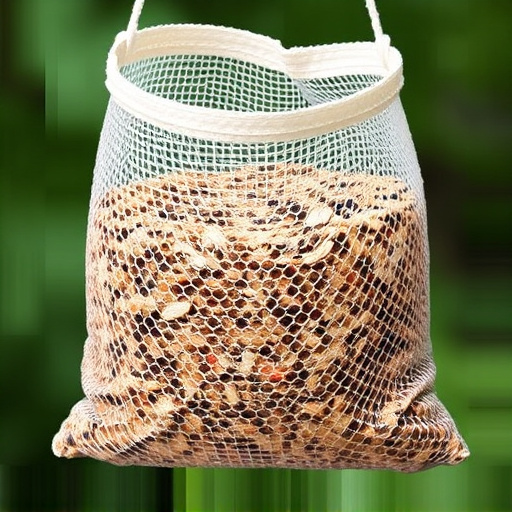 Birdseed mix in mesh feeder bag