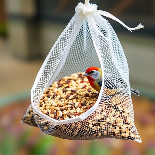 Birdseed mix in mesh feeder bag