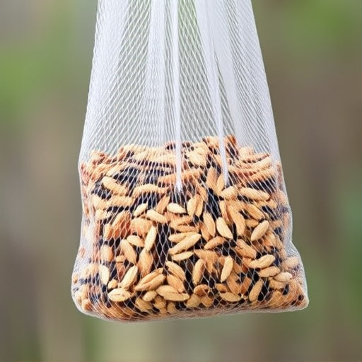 Birdseed mix in mesh feeder bag