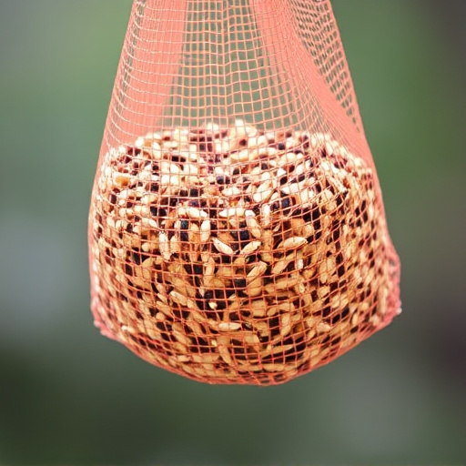 Birdseed mix in mesh feeder bag