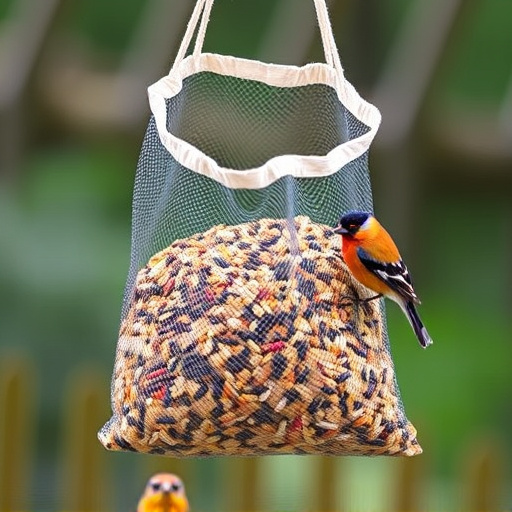 Birdseed mix in mesh feeder bag
