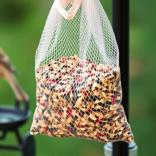Birdseed mix in mesh feeder bag