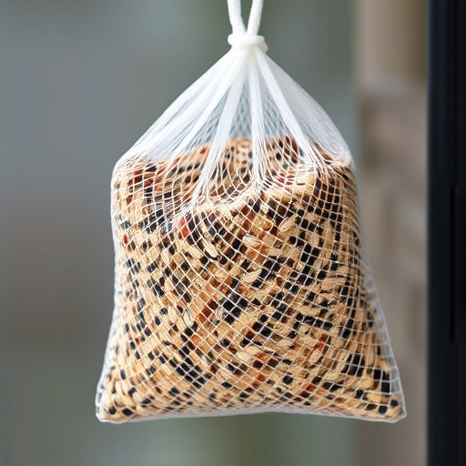 Birdseed mix in mesh feeder bag
