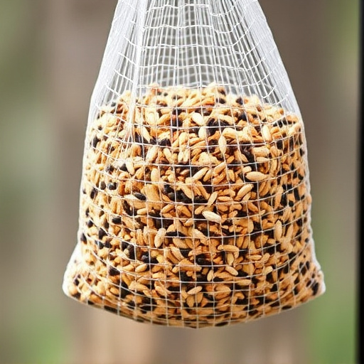 Birdseed mix in mesh feeder bag