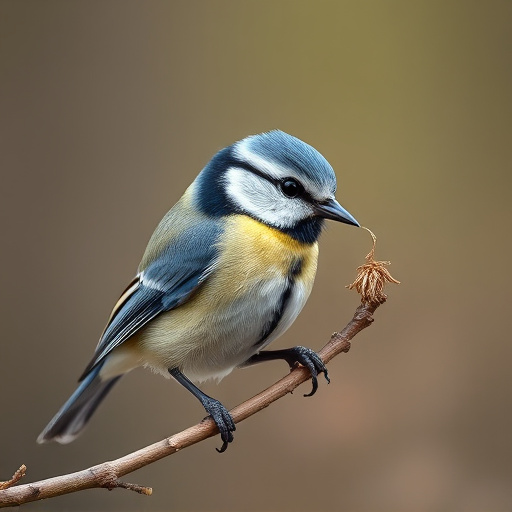 Blue tit holding seed in its beak