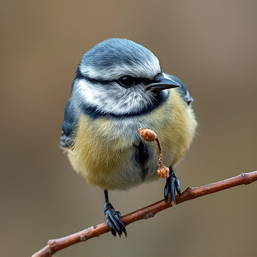 Blue tit holding seed in its beak