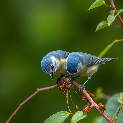 Blue tits enjoying fresh insects