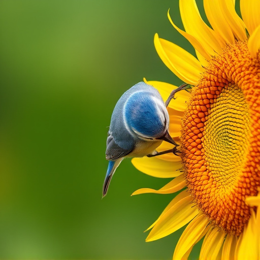 Blue tits feeding on sunflower seeds