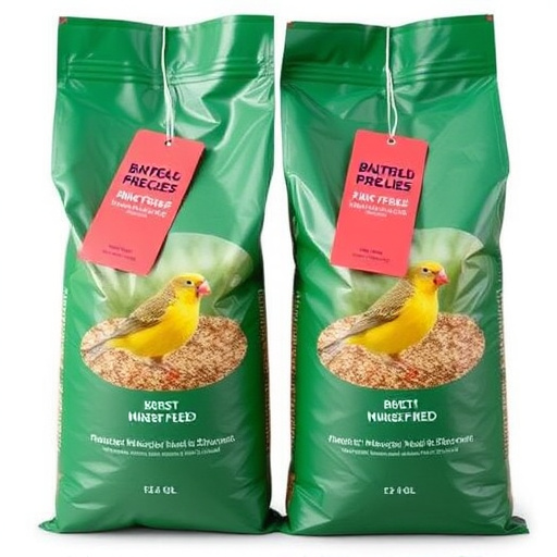 Bulk bird feed bags with price tags