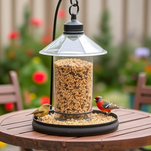Bulk bird feed on garden table