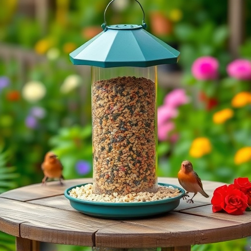 Bulk bird feed on garden table
