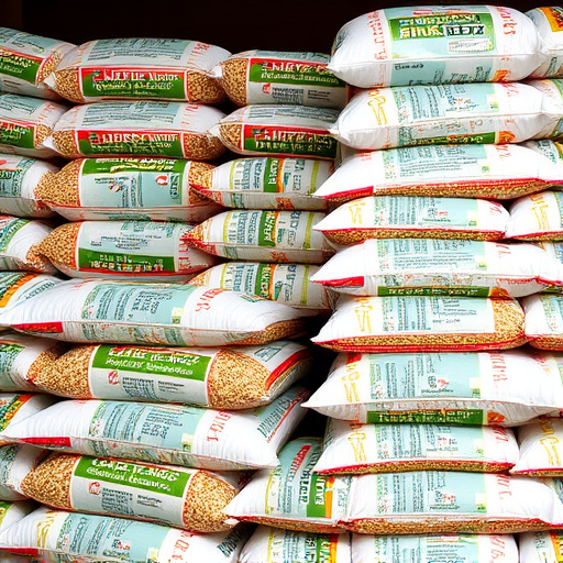 Bulk bird seed bags stacked neatly