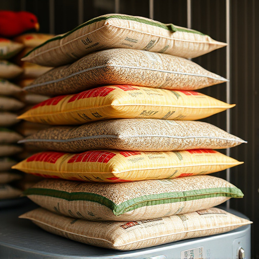 Bulk bird seed bags stacked neatly