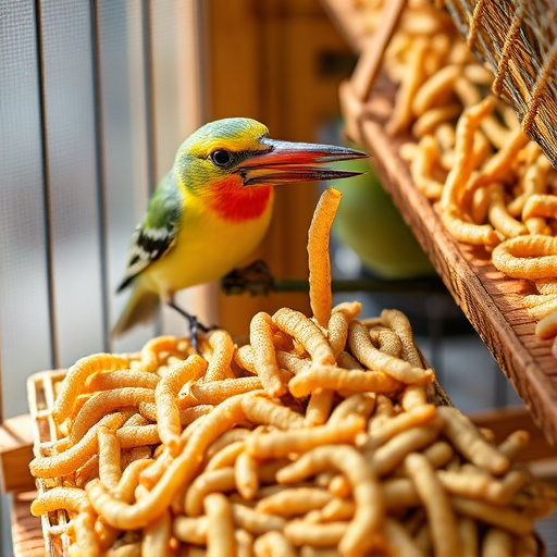 Cage-protected mealworms for garden birds