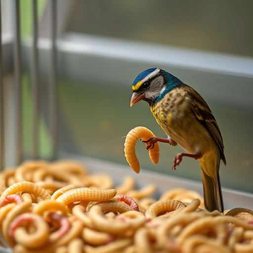 Cage-protected mealworms for garden birds