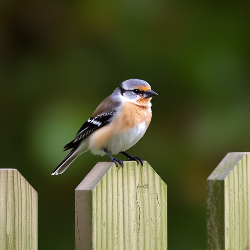Chaffinch perched on wooden fence