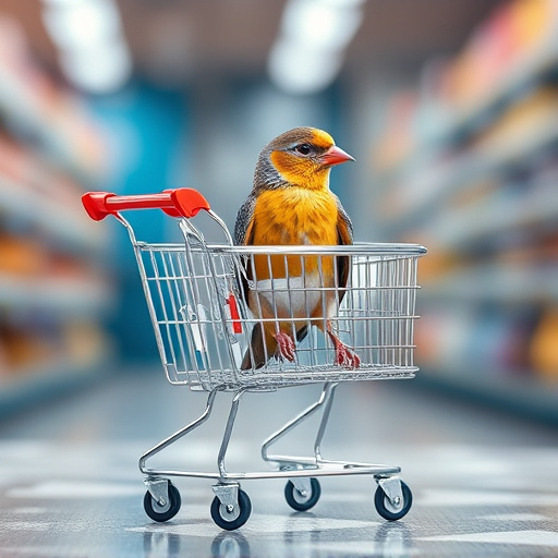 Checkout cart filled with bird