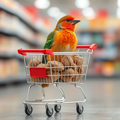 Checkout cart filled with bird