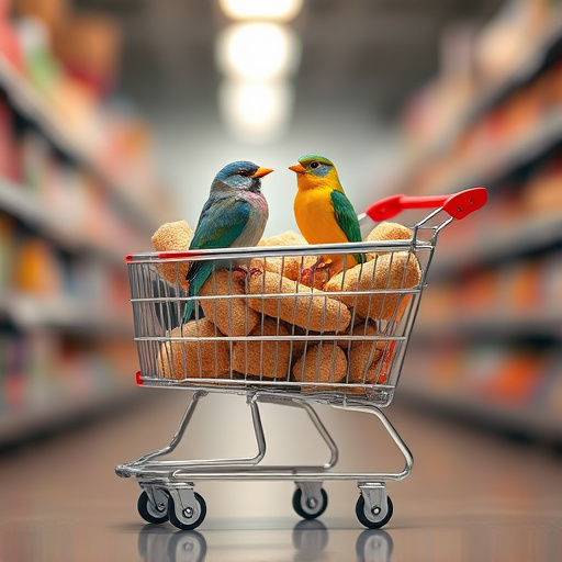 Checkout cart filled with bird
