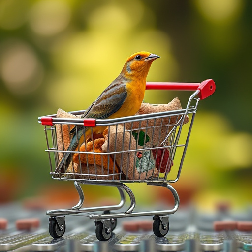 Checkout cart filled with bird