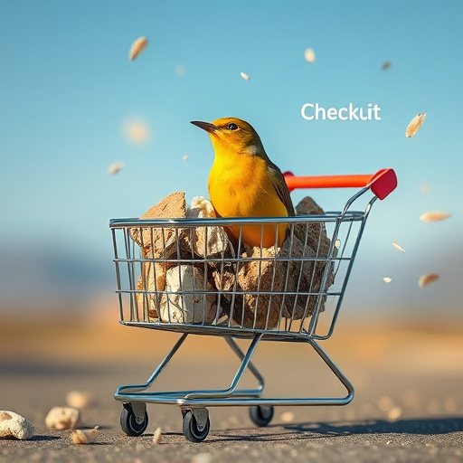 Checkout cart filled with bird