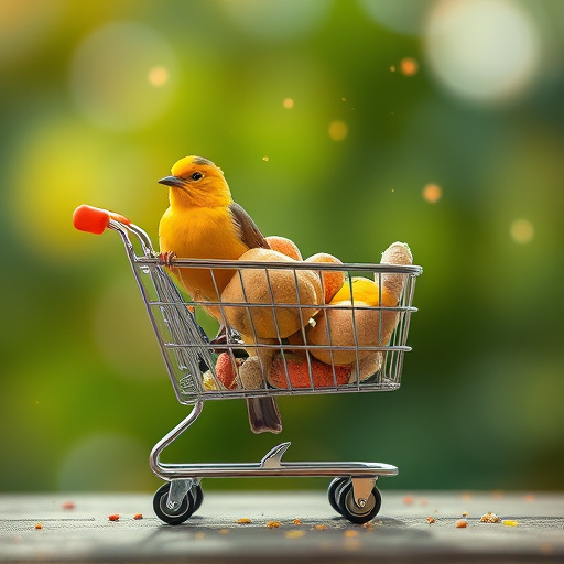 Checkout cart filled with bird
