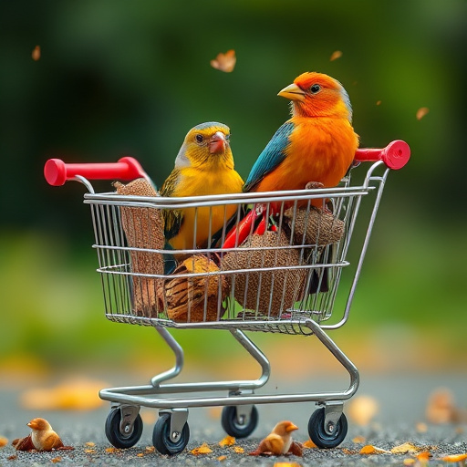 Checkout cart filled with bird