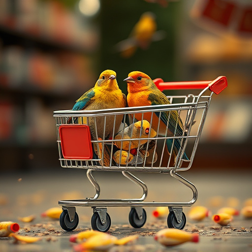 Checkout cart filled with bird