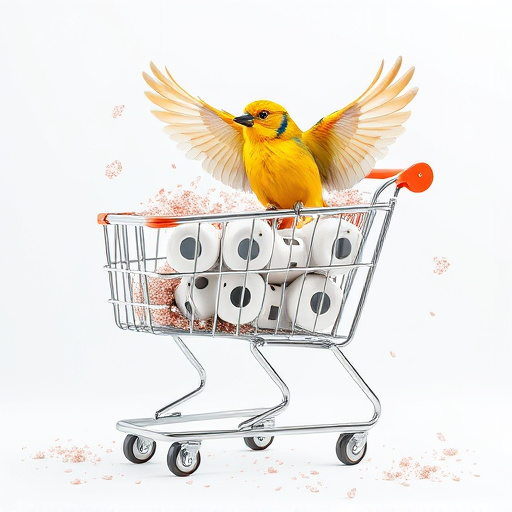 Checkout cart filled with bird
