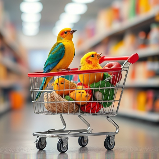 Checkout cart filled with bird