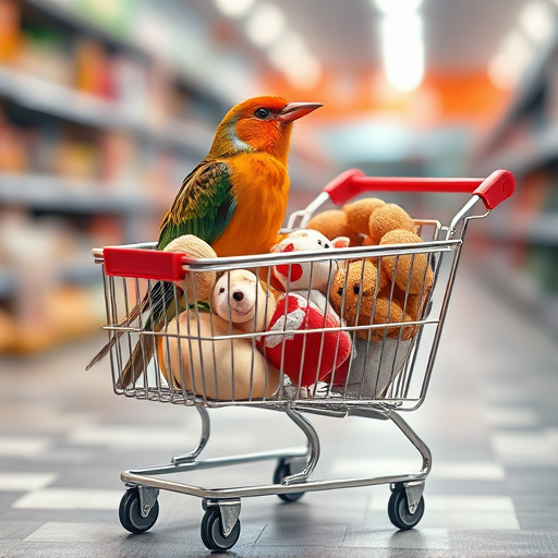 Checkout cart filled with bird