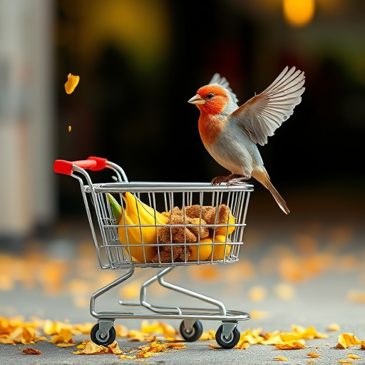 Checkout cart filled with bird