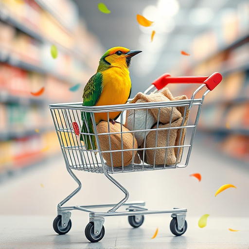 Checkout cart filled with bird