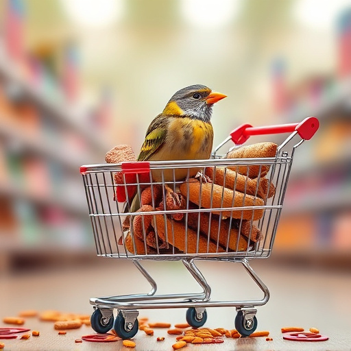 Checkout cart filled with bird