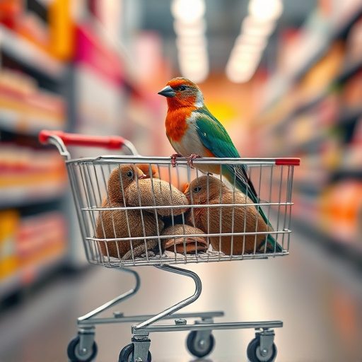 Checkout cart filled with bird