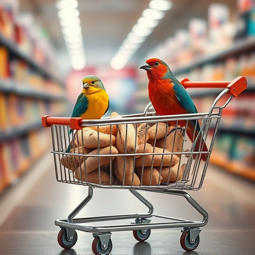 Checkout cart filled with bird