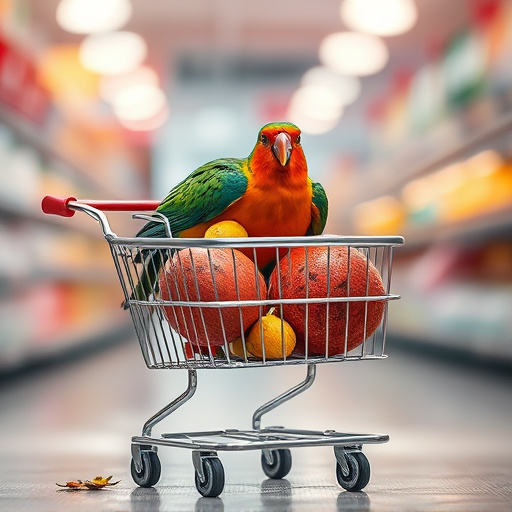 Checkout cart filled with bird