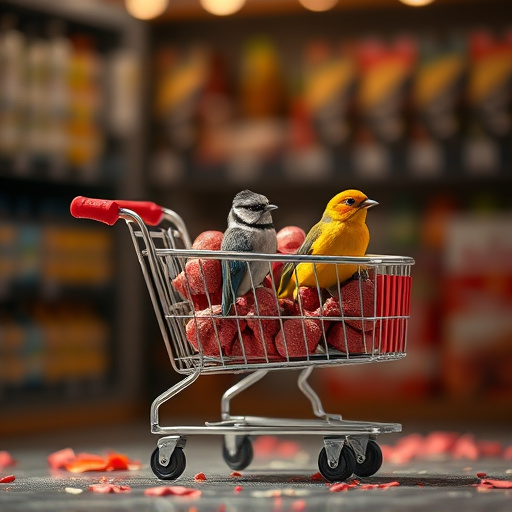 Checkout cart filled with bird