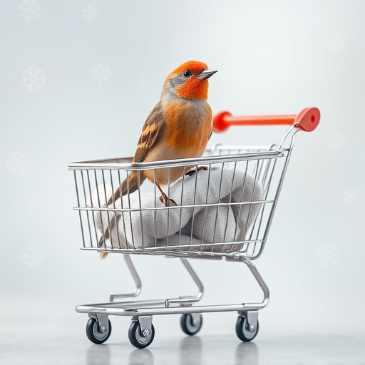 Checkout cart filled with bird