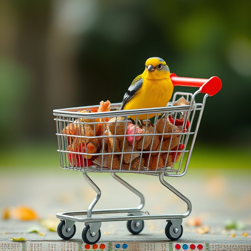 Checkout cart filled with bird