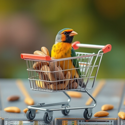 Checkout cart filled with bird