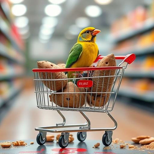Checkout cart filled with bird