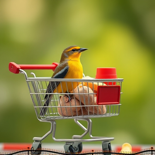 Checkout cart filled with bird
